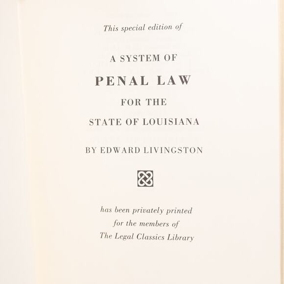 A System of Penal Law for the State of Louisiana Legal Classics Library Leather - Picture 11 of 13